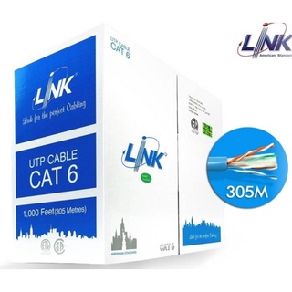 LINK CAT6 UTP Cable (305m/Box) US-9106A สายแลน สายLan UTP CAT6 แท้ 100% เเบบยกลังความยาวสาย305เมตร