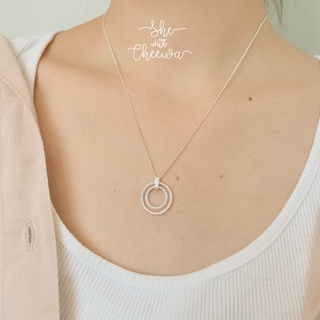 She with Cheewa | silver925 | lana necklace สร้อยคอเงินแท้ มินิมอล ห้อยจี้วงกลม 2 วง สุดน่ารัก