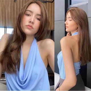 Suri-official#318#เส้อคล้องคอเว้าหลังผ้าซาตินสวยเรียบหูดูแพง#rihv,lj8jt
