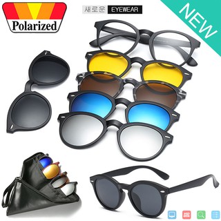 Polarized แว่นกันแดด คลิปออน แม่เหล็ก เปลี่ยนเลนส์ได้ 5 สี 5 แบบ รุ่น 2205 แว่นตา ทรงสปอร์ต วัสดุ PC ( เลนส์โพลาไรซ์ )