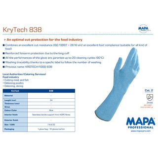 ถุงมือกันบาด MAPA รุ่น KryTech 838 (ราคาต่อข้าง)