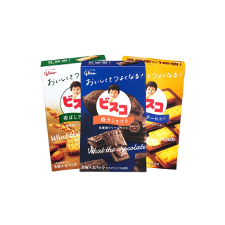 Glico Biscuit บิสกิตหน้าเด็กสอดไส้ครีมนม และครีมช็อคโกแลต