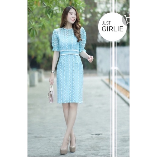 เดรสจากร้าน JUST GIRLIE สีฟ้า ของใหม่