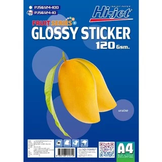 Hi-jet สติกเกอร์ผิวมัน Inkjet Fruit Series Glossy Sticker 120 แกรม A4 10 แผ่น