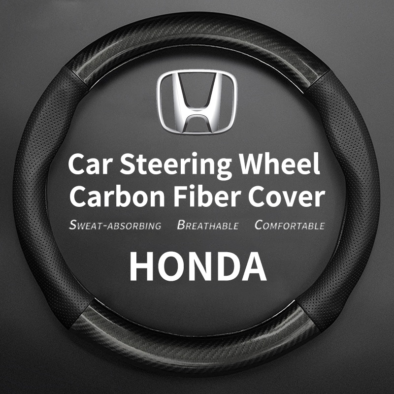 ปลอกหุ้มพวงมาลัยรถยนต์ คาร์บอนไฟเบอร์ สําหรับ Honda Freed Brio City Civic CRV HRV BRV Jazz FD FC Acc