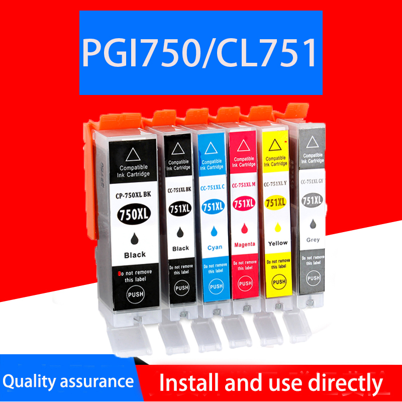 PGI750 XL CLI751 XL PGI-750 XL CLI-751 XL PGI750 XL CLI751 XL Compatible 6 Pack Ink Cartridge