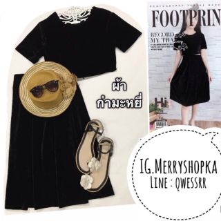 Set กำมะหยี่⚫2ชิ้น เสื้อ + กระโปรง💞งานที่นางแบบใส่คืองานจริงที่ขาย