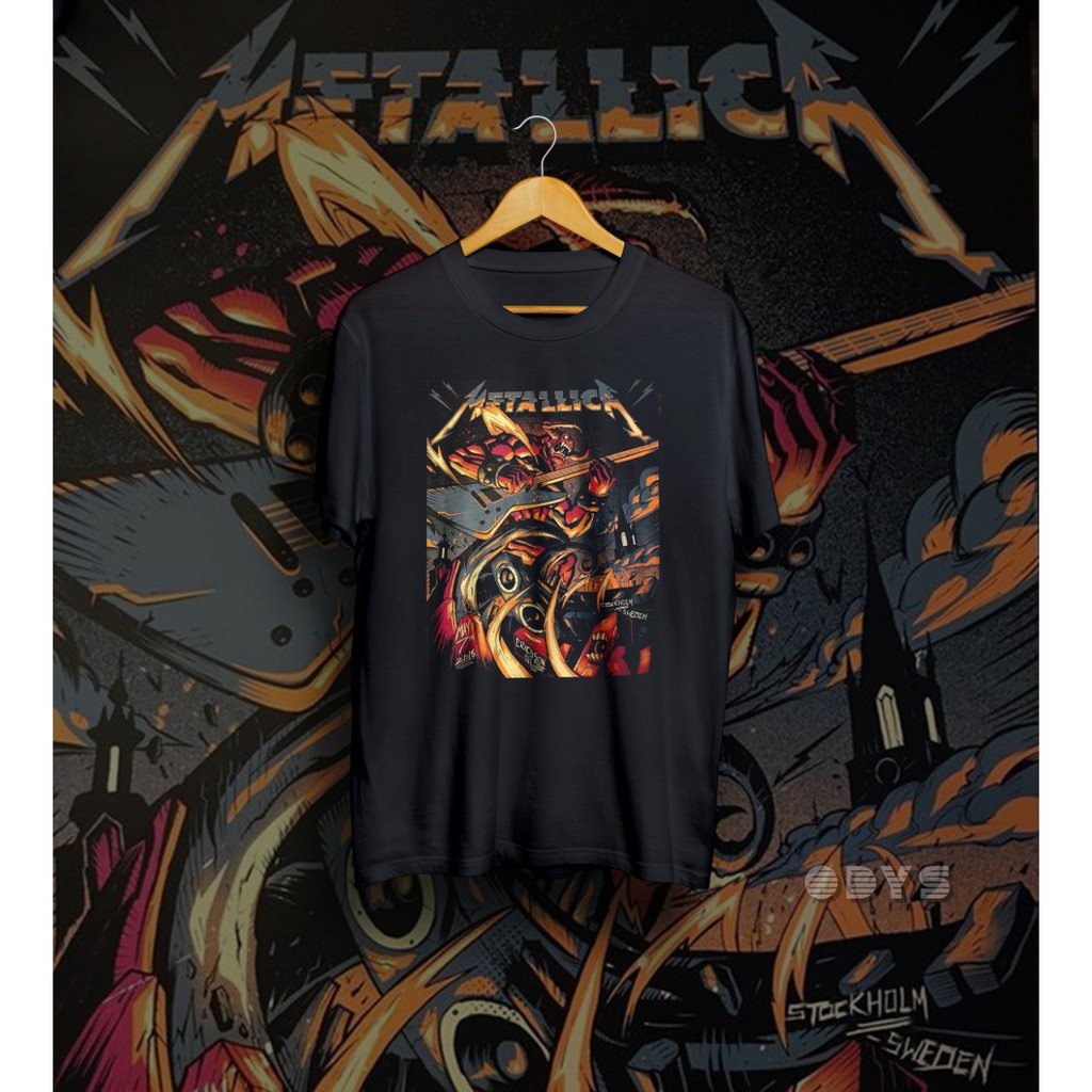 เสื้อยืดวง Metallica - Stockholm Sweden - เครื่องแต่งกายจากอเมริกาดั้งเดิม