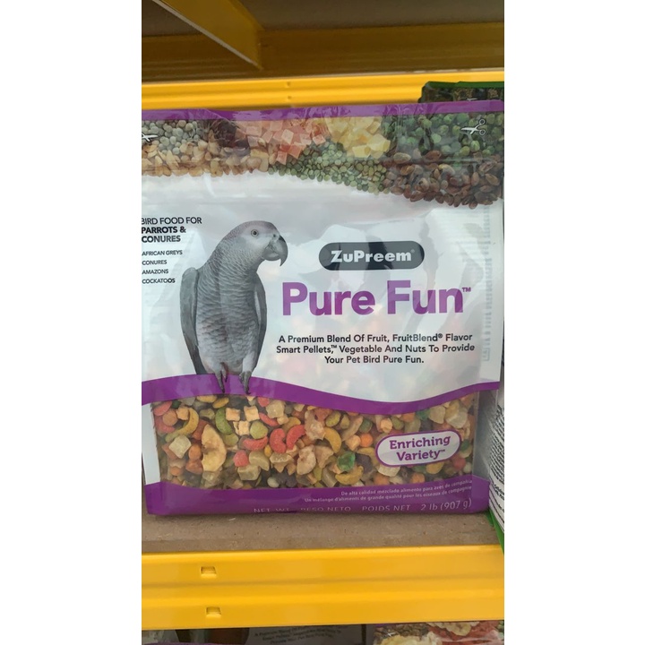 Zupreem Pure Fun: กลาง (M) 907gm, นกแก้วและคอนัวร์ (ML) 907gm, นกใหญ่ (L) 907gm