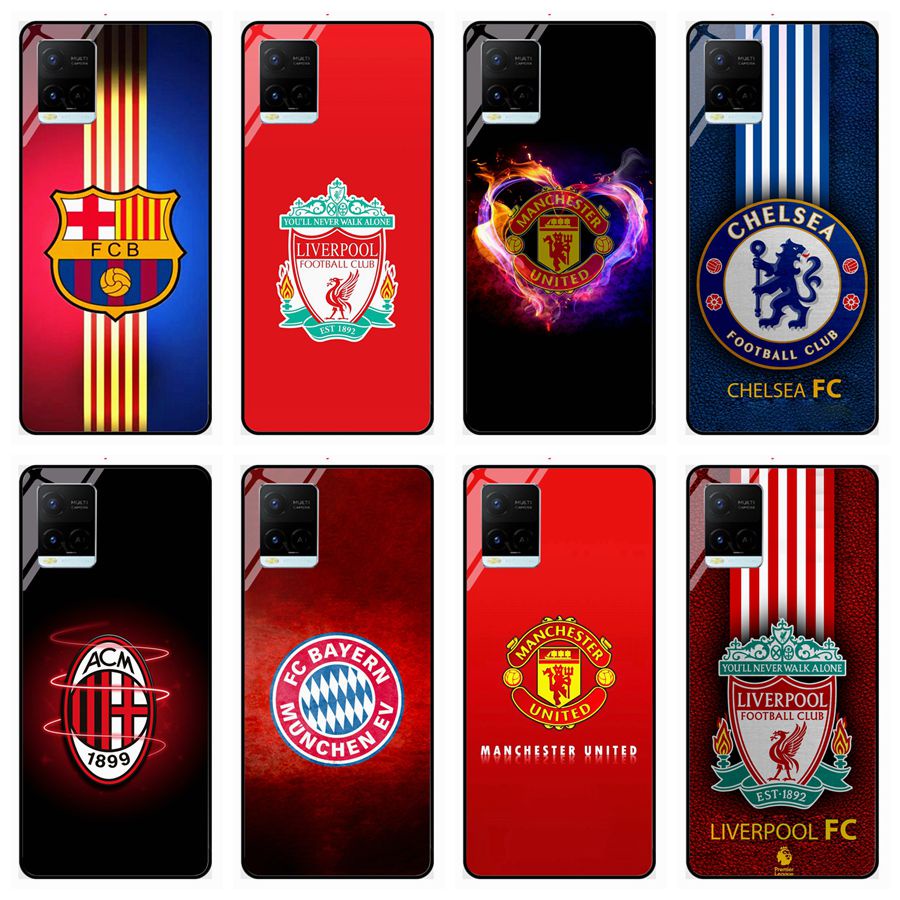 มาใหม่ล่าสุดสําหรับvivo Y21 Y21S Y21T Y33S Y33T T1X 4G T1 5G T1 PRO Y01 Y15A Y15Sกระจกนิรภัยเคสโทรศัพท์Manchester United Barcelona Liverpoolรับที่กําหนดเองDIY