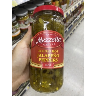 พริกจาลาปิโน หั่น ดองในน้ำส้มสายชู ตรา เมซเซต้า 473 Ml. Deli - Sliced Hot Jalapeno Peppers ( Mezzetta Brand )