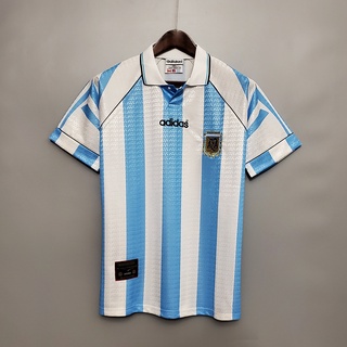 เสื้อกีฬาแขนสั้น ลายทีมชาติฟุตบอล Argentina 96 97 ชุดเหย้า สไตล์เรโทร ไซซ์ S - XXL