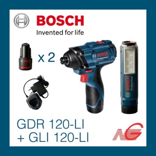 ไขควง/ประแจกระแทกไร้สาย BOSCH GDR 120-LI Professional + ไฟฉาย GLI 120-LI 06019F00K4