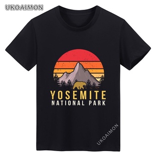 [COD]Yosemite เสื้อยืดลําลอง แขนสั้น คอกลม พิมพ์ลาย National Park สไตล์วินเทจ สําหรับสตรี