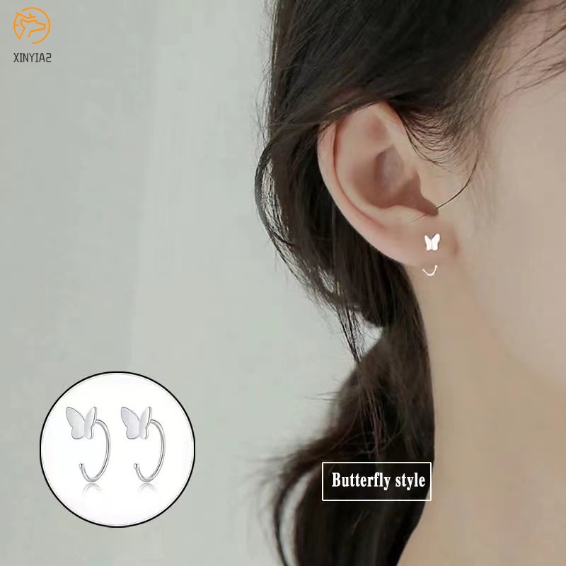 แฟชั่นต่างหูขนาดเล็กที่เกี่ยวหูเจาะหูสตั๊ดบำรุงหูหลุมป้องกันภูมิแพ้อุปกรณ์หูสำหรับผู้หญิง