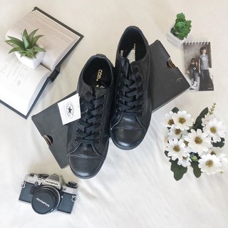 รองเท้า CONVERSE SLIM BLACK LEATHER Unisex ของแท้ 100% (1S) สีดำหนัง