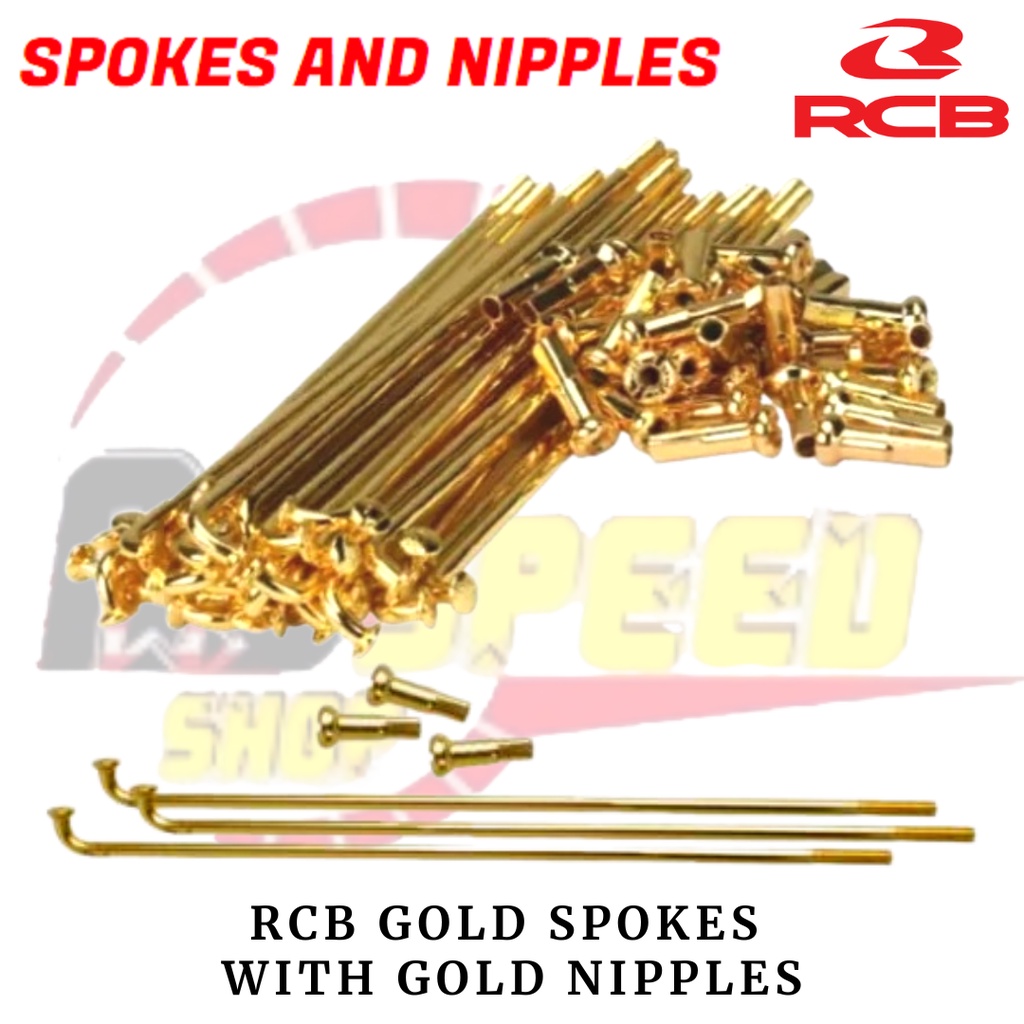 Racing Boy RCB Spokes Gold Rims พร้อมหัวนมทองขนาด 89 120 172 180 / RCB Gold Spokes พร้อมหัวนมทอง Uni