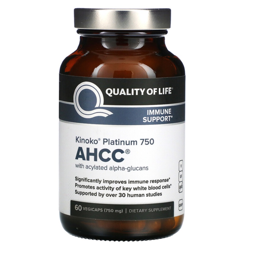 Quality of Life Labs, Kinoko Platinum AHCC  750 mg, 60 Vegicaps