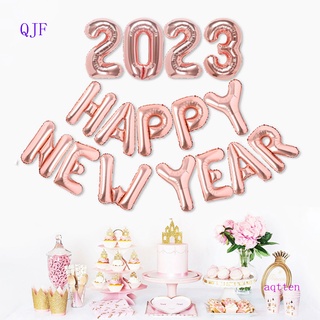 Qjf ชุดลูกโป่ง ลาย Happy New Year 2023 16 นิ้ว สําหรับปาร์ตี้ปีใหม่ 2023