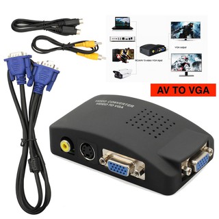 ตัวแปลงสัญญาน Box AV TO VGA Converter AVเหลือง/ Svideo To VGA (สีดำ)