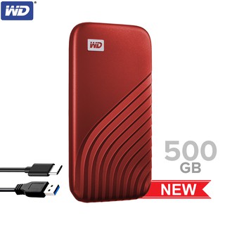 WD My Passport SSD 500 GB ฮาร์ดดิสก์แบบพกพา Type-C, USB 3.0 (WDBAGF5000ARD-WESN) Red สีแดง อ่าน1050MB/s ประกันSynnex 5ปี