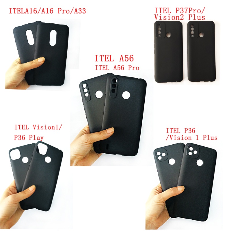 ITEL P15 P33 Plus P36 ITEL A55 A56 A56 Pro ITEL Vision 1 Plus Vision 2 W6001 สีดํา Soft Case