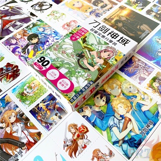 90 ชิ้น / กล่อง ✪ การ์ดโลโม่ ลายการ์ตูนอนิเมะ SAO Sword Art Online ขนาดเล็ก ✪ โปสการ์ด ขนาด 6.2 ซม.*6.2 ซม. 30 ชิ้น และการ์ดโลโม่ ขนาดเล็ก 3 ซม.*3.1 ซม. 60 ชิ้น