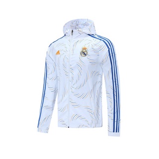 เสื้อแจ็กเก็ตแขนยาว กันฝน กันลม ลาย Real Madrid สําหรับฝึกซ้อมฟุตบอล