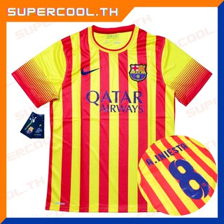 Barcelona 2013/2014 Away เสื้อบอลบาซ่าย้อนยุค เสื้อบาซ่าย้อนยุค เสื้อบอลบาเซโลน่ารุ่นเก่า เสื้อบาร์เซโลน่ารุ่นเก่า