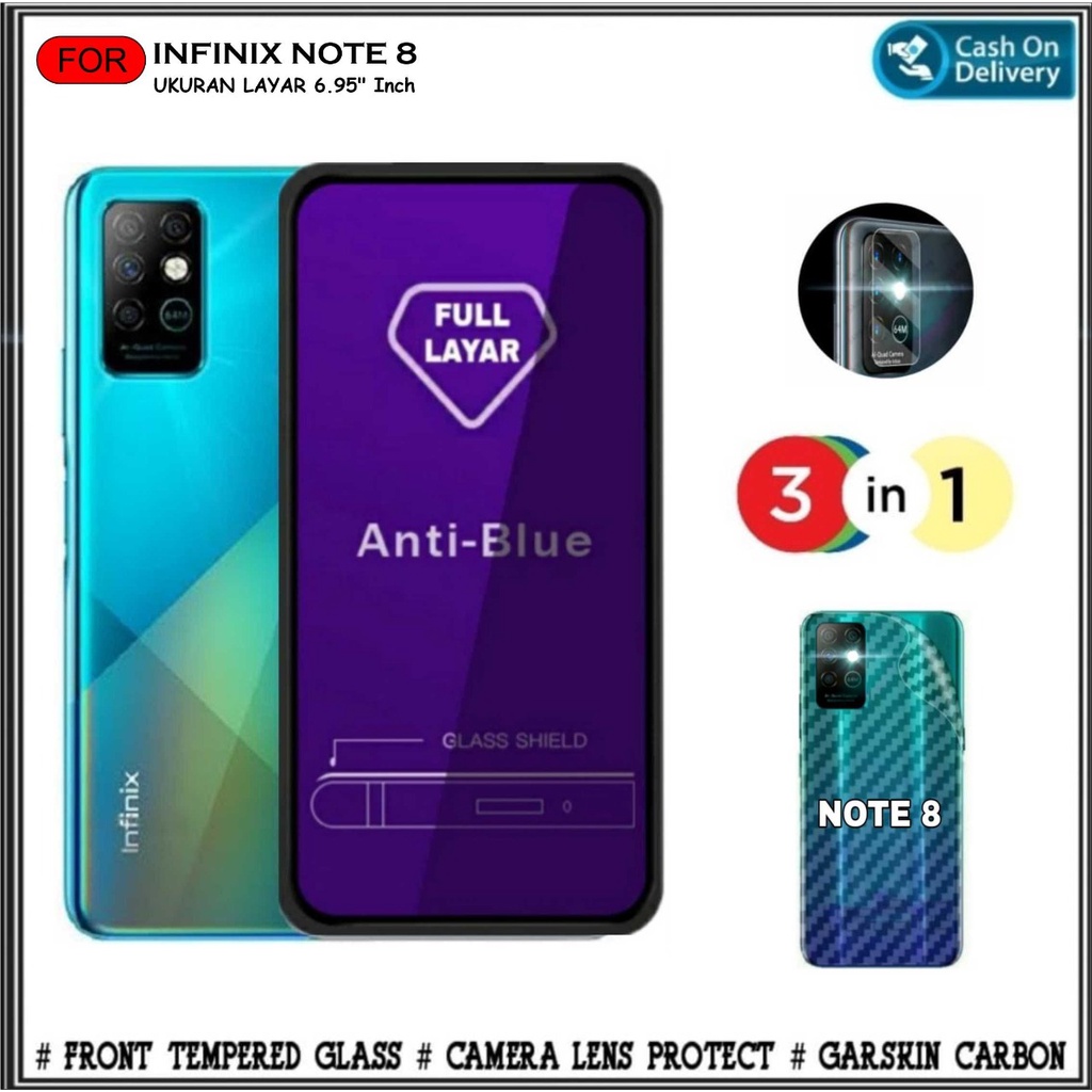 3IN1 กระจกนิรภัย Samsung A22 4G 10D Blue Light ฟรี Graskin และกล้อง