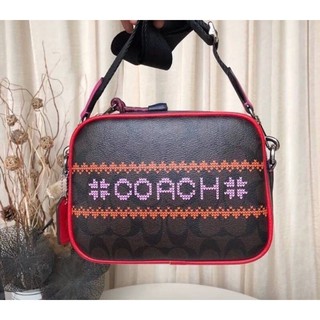 💥COACH DEMPSEY CAMERA BAG IN SIGNATURE CANVAS WITH FAIR ISLE GRAPHIC ((C1541))