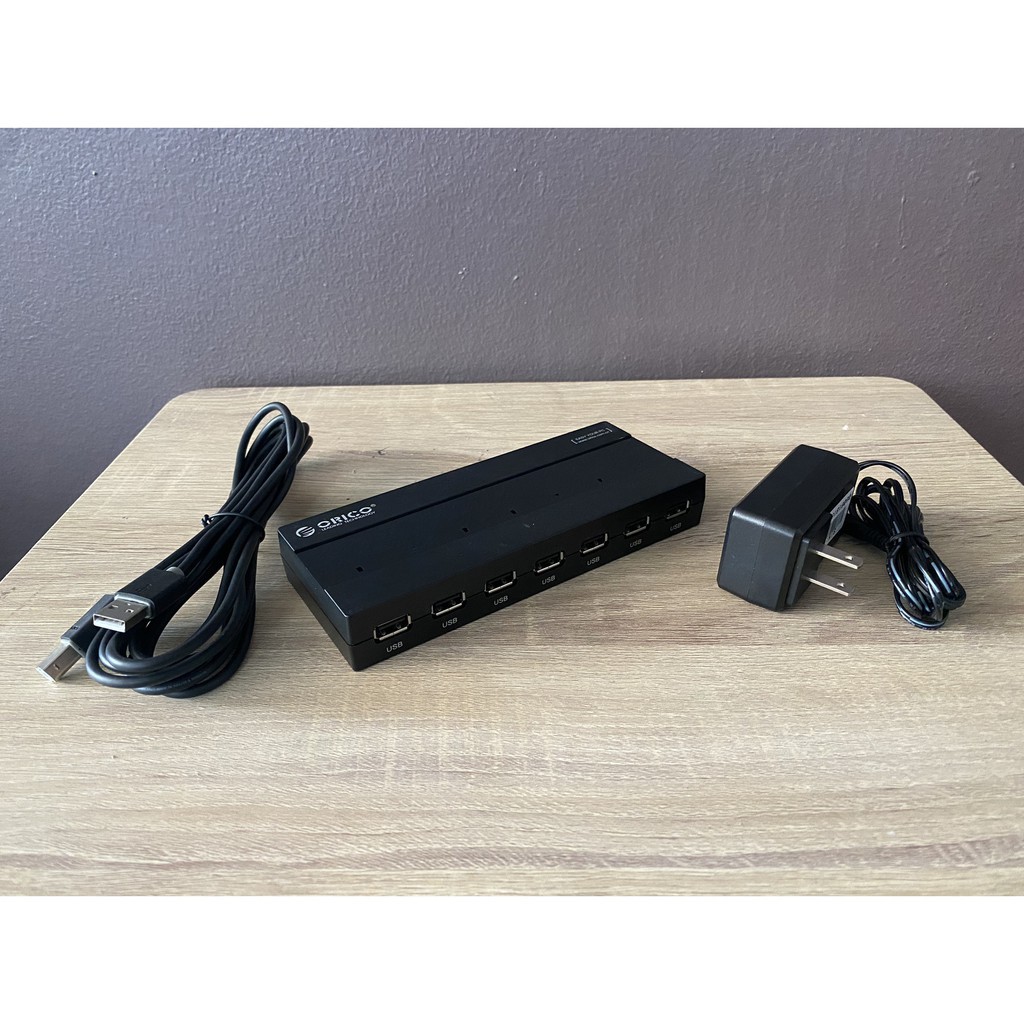 HUB USB 7 Port ORICO USB 2.0 ฮับเพิ่มพอร์ต USB 7รู มีไฟเลี้ยง 5V2A (ฮับมือสอง) สภาพสวย อุปกรณ์ พร้อม