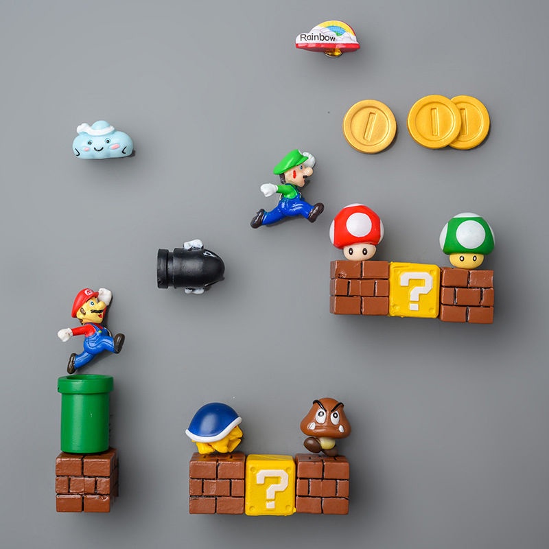 แม่เหล็กติดตู้เย็น รูปตุ๊กตา Super Mario Brothers Mario Bullet Mushroom Turtle Wall Well Hand Office - รูปที่ 6