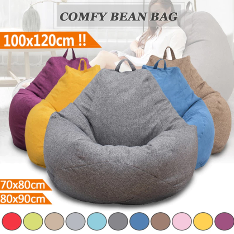 bean bag S/M/L/XL เฟอร์นิเจอร์ห้องนอนที่ทันสมัยสีทึบถุงถั่วเดี่ยวผ้าคลุมโซฟาแบบขี้เกียจ DIY ตกแต่งภายใน (ไม่มีการเติม)