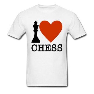 เสื้อยืดแขนสั้น ผ้าฝ้าย ระบายอากาศได้ดี พิมพ์ลาย I Love Chess สีขาว แฟชั่นฤดูร้อน สําหรับผู้ชาย 2022S-5XL