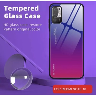 [ มาใหม่ ] Case Xiaomi Redmi Note10 4G เคสกระจกไล่สี ขอบนิ่ม เคสกันกระแทก เคสกระจกสองสีสวยหรูมาก Redmi Note10