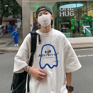 เสื้อยืดคอกลม แขนห้าส่วน ทรงหลวม สไตล์เกาหลี ญี่ปุ่น ฮาราจูกุ แฟชั่นฤดูร้อน สําหรับผู้ชายS-5XL