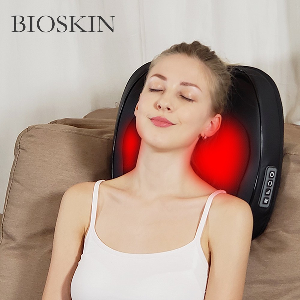 Bioskin Smart Massage Cushion Kneading Vibrating Heating Electric Massager Pillow   for Body Lumbar Neck Back Relief Pai