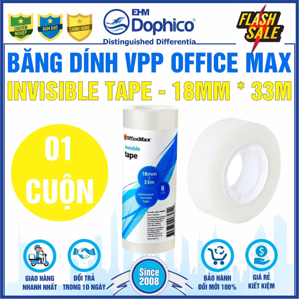 [01 ม้วนขนาด: 18mm x 33m] Office Max Magic Tape (เทปล่องหน – ผลิตภัณฑ์นิวซีแลนด์)