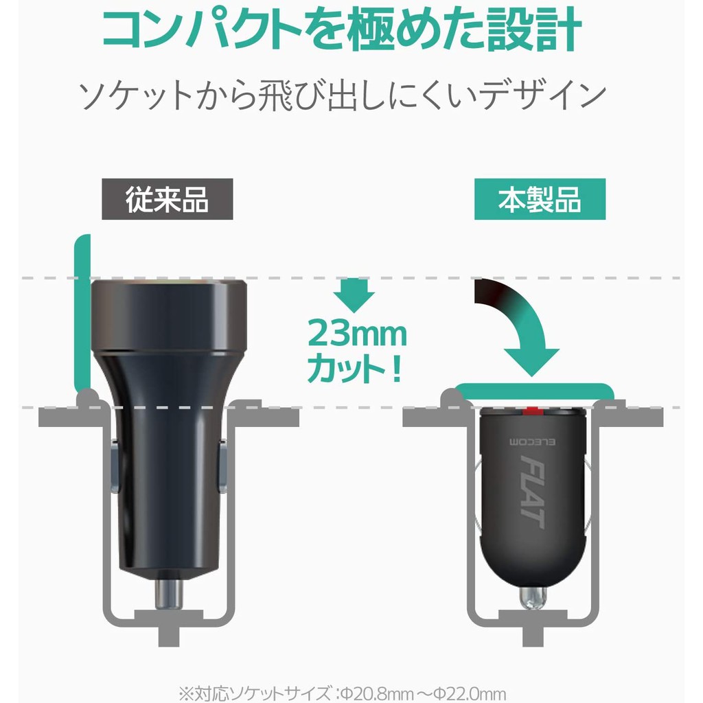 ที่ชาร์จ USB รถยนต์ Elecom Compact Rapid Car Charger Japan Brand
