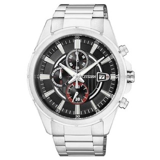 CITIZEN Quartz Mens Watch Chronograph Black Dial Stainless รุ่น AN3560-51E - Silver/Black-Red