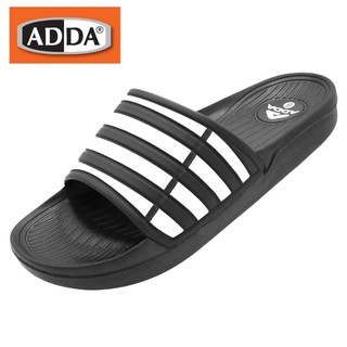 ADDA 32B07 รองเท้าแตะหญิง-ชาย ลายเส้นในช่วงฤดูร้อนรองเท้าแตะชายหาดสบาย ๆ รองเท้าเปิดกว้าง(สีขาว ดำ แดง)