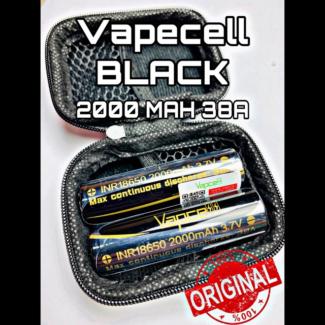 (แท้ 100%) ถ่านชาร์จ VAPCELL ดำ 18650