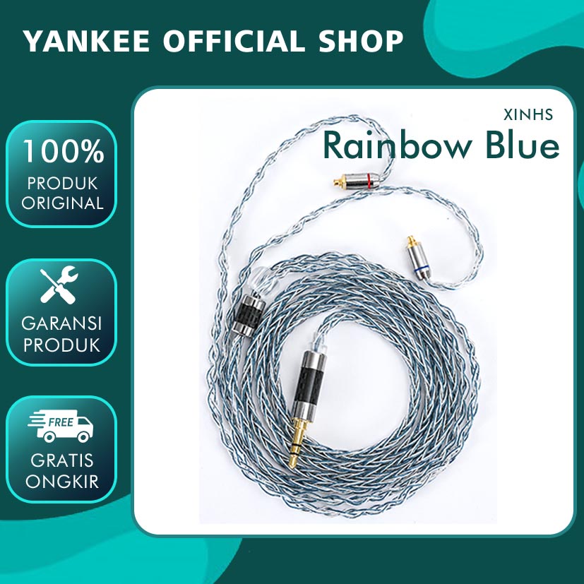 XINHS Rainbow Blue พร้อมไมโครโฟน/ไม่มีไมโครโฟนอัพเกรดสายหูฟัง Moondrop CHU KZ EDX Pro CCA CRA + KZ D