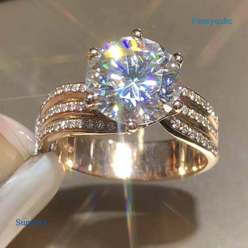 Superwy Diamond Moissanite แหวนสําหรับผู้หญิงงานแต่งงานครบรอบ