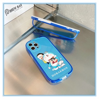 เคสไอโฟน 11 ตัวเรือน IMD สีน้ำเงินพร้อมขาตั้งเป็นเปลือกประกบ Doraemon  เคสไอโฟน11Pro Max เคสไอโฟน13Pro Max เคส iPhone12 เคสi11 เคส XR เคสไอโฟน13