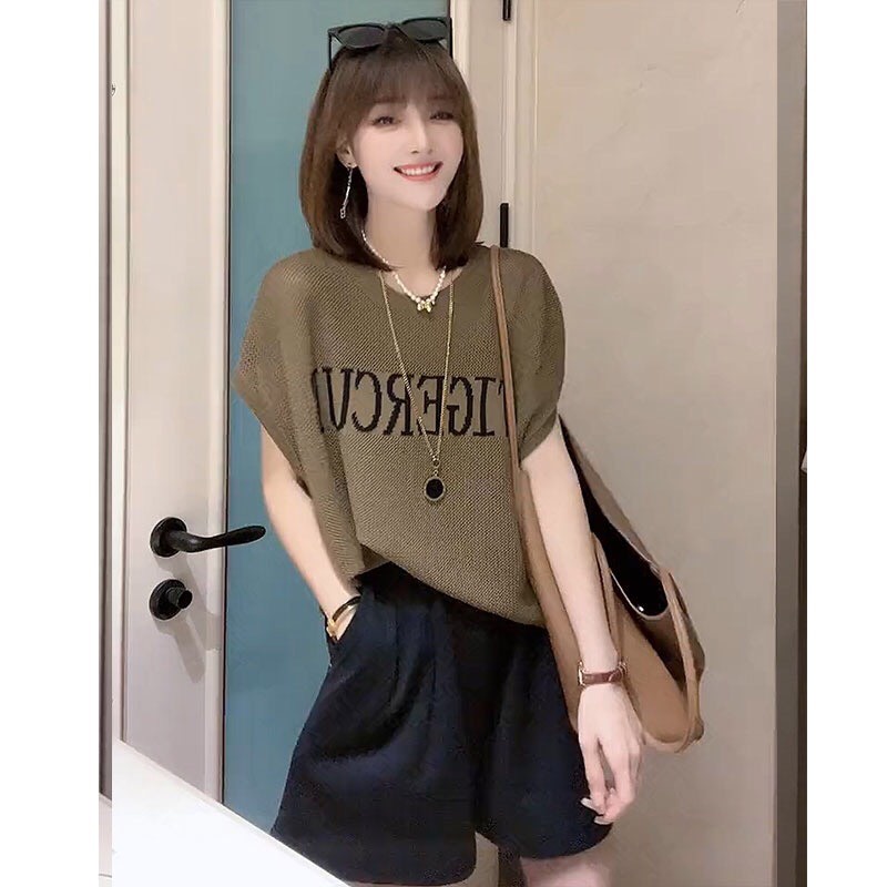 (ใหม่/พร้อมส่ง#51063)เสื้อสาวอวบไซส์ใหญ่ แขนสั้นเสื้อแขนกุดและเสื้อเดี่ยว ผ้าตาข่ายซีทรู เนื้อผ้าดีใส่สบาย