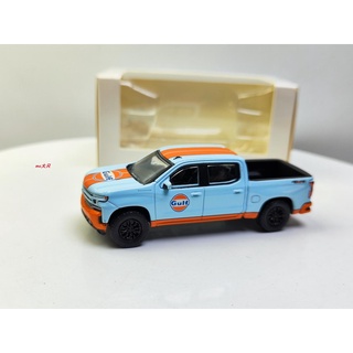 [พร้อมส่ง] ปิ๊กอัพ Chevrolet Silverado Gulf Bay 1: 64 2021 พร้อมกล่องกระดาษ สวยหรู