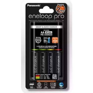 [ ใส่ OFFI198 ลด15%] แท่นชาร์จ Eneloop Pro Charger 2hr แท่นดำ Pro AA 4 ก้อน