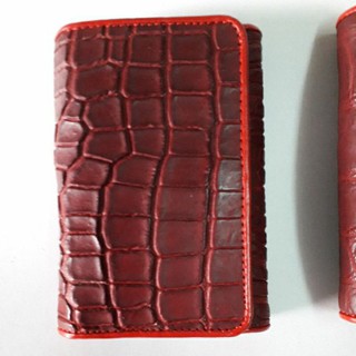 crocodile dark red mini purse กระเป๋าสตางค์จระเข้หนังสีแดงเข้ม